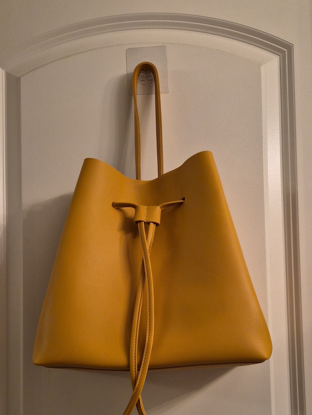 Macy's Mustard Drawstring Mini Bucket Bag